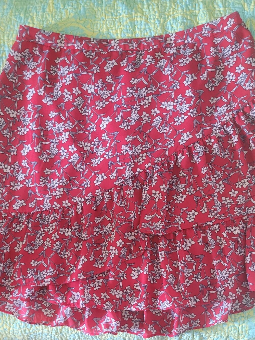 Banana Republic Floral Ruffle Skirt in Red